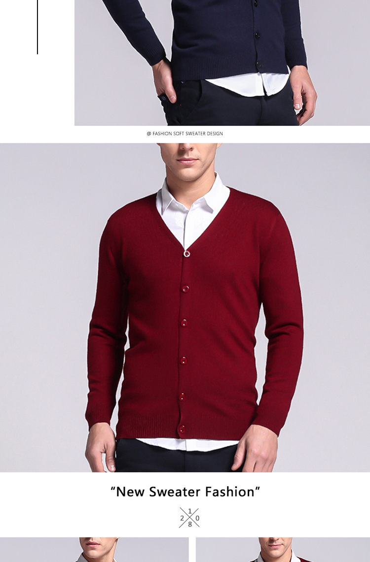 [Ordos đặc biệt] áo len cashmere nam áo len len màu rắn phiên bản Hàn Quốc của áo khoác mỏng [giới hạn 500] quần áo giữ nhiệt nam