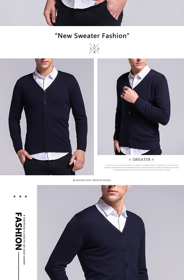 [Ordos đặc biệt] áo len cashmere nam áo len len màu rắn phiên bản Hàn Quốc của áo khoác mỏng [giới hạn 500] quần áo giữ nhiệt nam