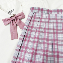 (Late night fantasy)#Salted cherry blossoms# Gray and white powder grid pleated skirt JK uniform skirt plaid skirt spot