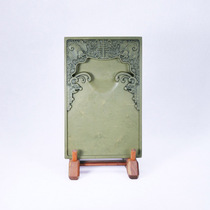 Fusou Shuangquan Green end ink inkstone old material inkstone 8 inch adult room collection ornaments Zhaoqing Songkeng gift end inkstone