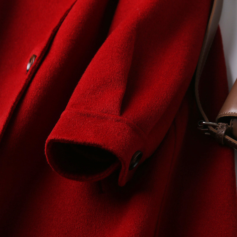 Lazy Atmosphere Fan not to lose W Loose Cape Type bifacial cashmere big coat red with long version of fur coats women