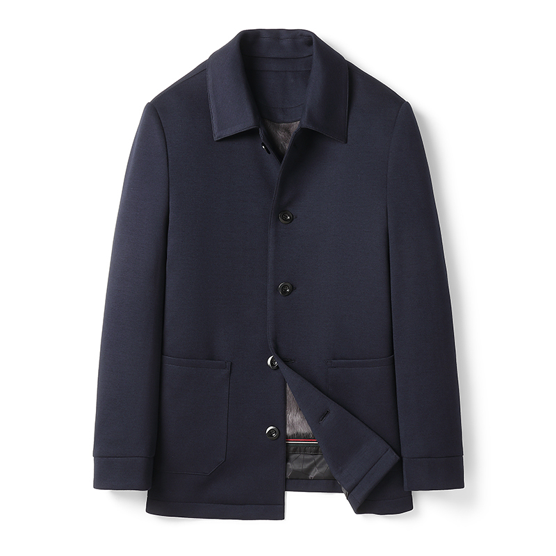 Men's Mid-Length Parka with Mink Lining, Fur-Integrated Coat, Haining Fur Jacket