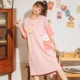 Bộ đồ ngủ nữ cotton tinh khiết mùa hè Hàn Quốc sinh viên ở nhà dịch vụ dễ thương dâu tây mỏng tay ngắn đồ ngủ rộng rãi cho bà bầu mùa hè - Đêm đầm