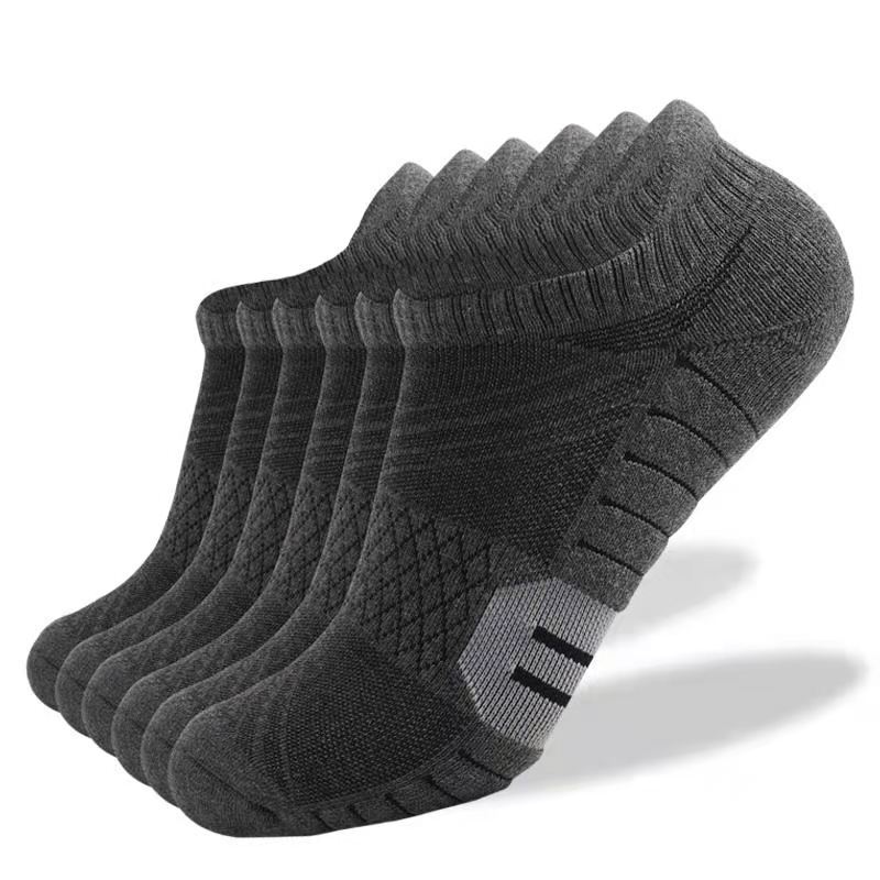 [3 Pairs Pack] Thickened Towel Bottom Socks Non-Slip Combed Cotton Boat Socks Cotton Sweat-Absorbent Odor-Resistant Sports Ankle Socks Men's Socks