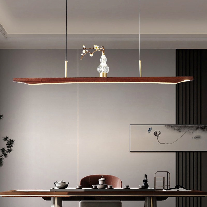 Solid Wood New Chinese Style Dining Room Chandelia Book Room Tea Room Brief Modern China Wind All Copper Dining Table Bar Lamps