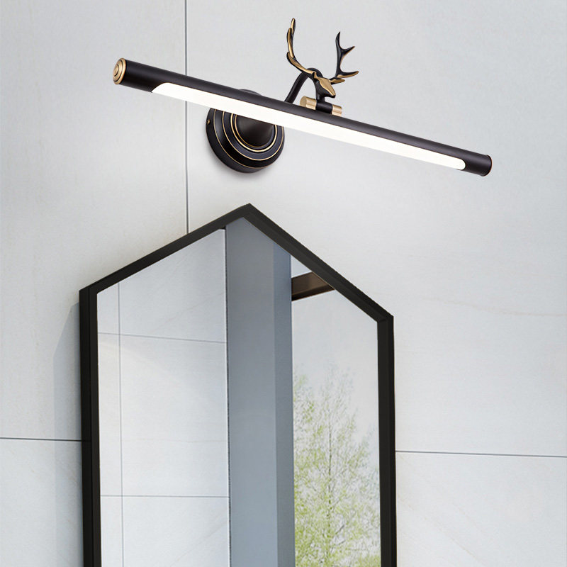 Led Mirror Front Light Bathroom Makeup Room Full Copper American Deer Corner Makeup table lamp Bathroom Mirror Cabinet Light Special