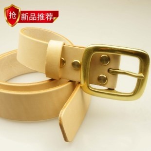 Zhang Jiji Youth Needle Closed Italian Tanned Leather Belt Pure Bronze Japanese Closed Men's Jean Belt