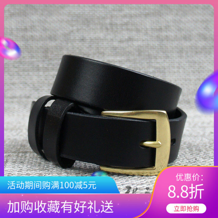 Old Cow Leather Strap New Pint Italy Strap Needle Buttoned Head Layer Pure Bull Leather Pants With Casual 100 2 9 cm Width