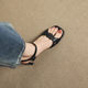 Simple retro thick heel women's sandals women's thick heel back strap open toe summer high heel mid heel 6.5cm sandals for women
