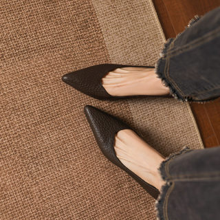 5cm Comfortable Soft Sheepskin Professional Commuter Shoes for Women, Elegant Retro Shallow Mouth Genuine Leather Height-Increasing Shoes for Women