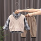 Boys plus velvet thickened three-piece baby winter clothes suit 2022 winter baby outing clothes cotton clothes 1-3 years old