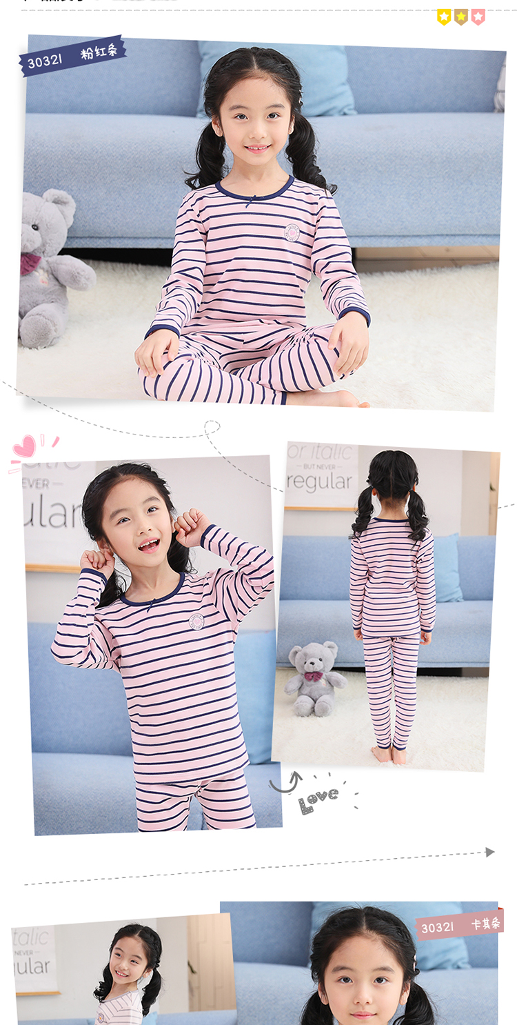 Bộ đồ lót trẻ em Inbolon 100% cotton nữ lớn trẻ em quần mùa thu cotton áo len đồ ngủ phần mỏng đồ bộ cho bé gái