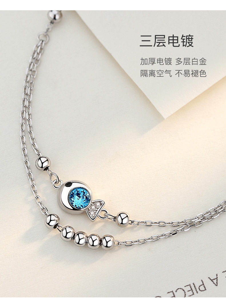 Mắt cá chân cá heo màu xanh bạc tinh khiết Nữ sinh viên Nhật Bản và Hàn Quốc của thời trang Sen đơn giản, bạn gái mật ong chuỗi chân cá hề gợi cảm lắc chân pnj