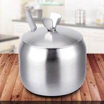 Chili Jar restaurant commercial stainless steel seasoning box seasoning tank single covered with spoon salt storage tank seasoning tank