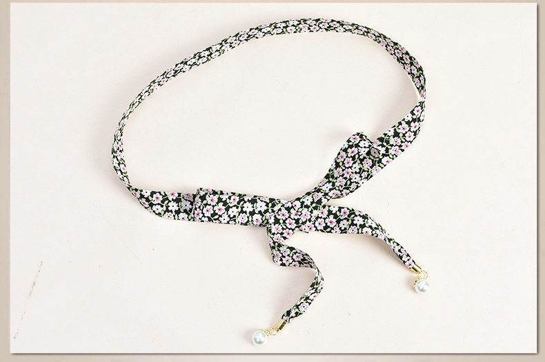 百搭女织带细腰带 窄款小碎花腰链配裙子打结长腰绳 珍珠装饰腰带详情17