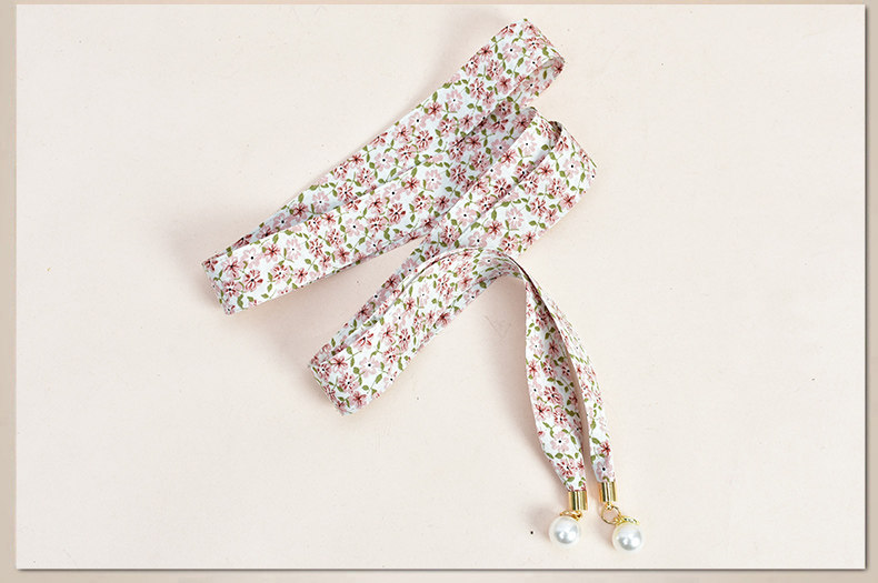 百搭女织带细腰带 窄款小碎花腰链配裙子打结长腰绳 珍珠装饰腰带详情15