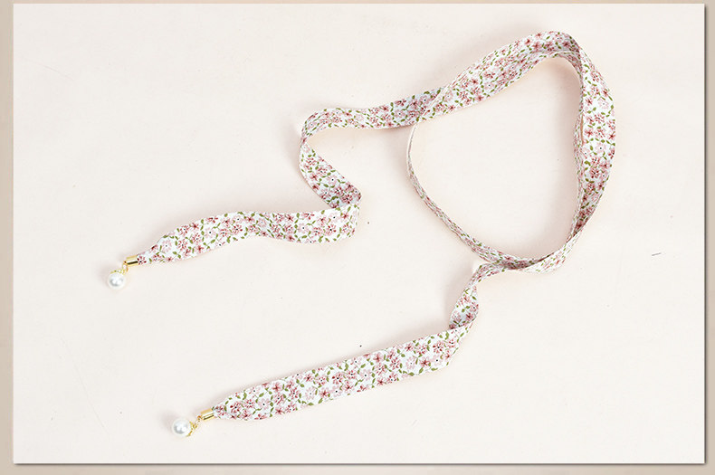 百搭女织带细腰带 窄款小碎花腰链配裙子打结长腰绳 珍珠装饰腰带详情13