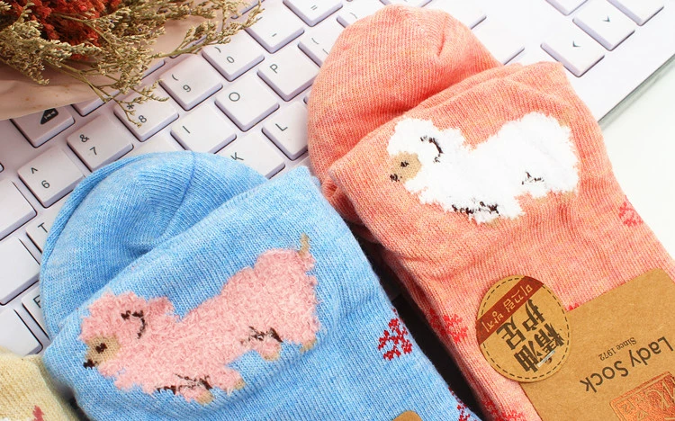W6 Bít tất Bít tất Phụ nữ Han Cotton Bít tất Đại học Mùa đông Gió ấm Làm lạnh Lạnh Tất vớ nam Hàn Quốc