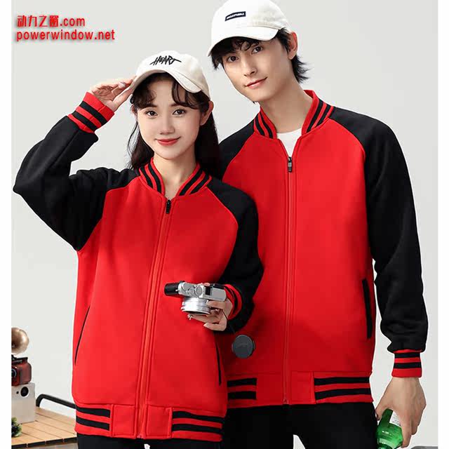 Power Window Autumn and Winter Thickened Warm Couple Baseball Uniforms Women's Sports Sweaters Zipper Jackets Customized Group Uniforms