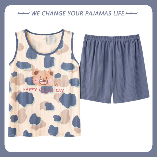 Yu Zhaolin Pajamas ແມ່ຍິງ summer ຝ້າຍ Vest ເສອແຂນສອງສິ້ນຊຸດງາມບາງ summer ຂະຫນາດໃຫຍ່ເຄື່ອງນຸ່ງຫົ່ມເຮືອນ