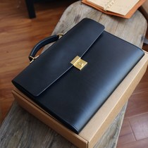 Monkey new first-layer handmade bag×Business portable thin layered lawyer cowhide bag mens briefcase customization