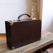 Monkey handmade X retro portable suitcase cowhide A4 file portable suitcase British style pure craft customization