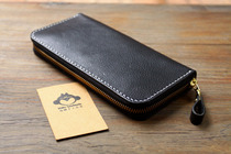 Maison handmade handbag (full bag zipped bag) Black Tumble Soft Cow Leather iPhone Phone wallet