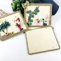 Kindergarten Huanchuang materials Handmade works DIY creative simulation flower charm Homemade hemp rope wooden board hanging photo frame