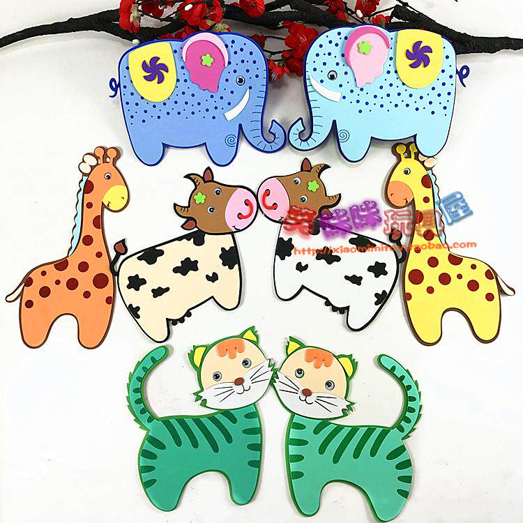 Kindergarten Environment Decoration Materials Foam Elephant giraffes Milk Cow Kitty Wall Stickon Cartoon Home Animal Sticklers