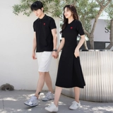 Парная одежда для влюбленных, трендовая летняя одежда, длинное платье, мини-юбка, футболка polo, хлопковая юбка, короткий рукав