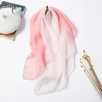 Childrens silk scarf spring and autumn thin mulberry silk baby silk scarf girl windproof scarf boy gradient small square scarf