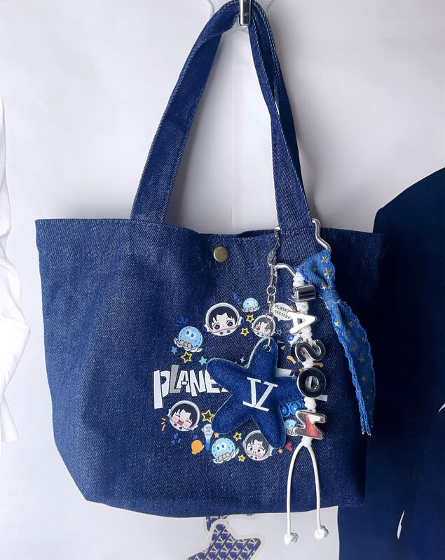 Zhang Jie Concert Merchandise Blue Denim Bag Small Tote Bag Eight Flowers Beidou Denim Canvas Bag Zhang Jie Concert Merchandise Blue Denim Bag Small Tote Bag Eight Flowers Beidou Denim Canvas Bag