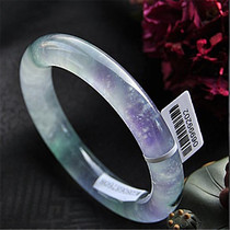 Natural Burmese glass ice species super transparent violet floating green flower Jade jade bracelet children with certificate
