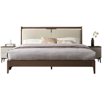 Quanyou Home New Chinese Style Bed Solid Wood Foot Double King Bed Master Bedroom 1.8 Meters Non-Disturbing Soft Packing Bed 129701