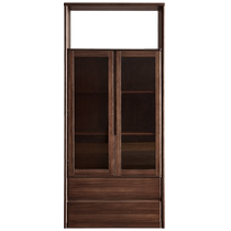 Quanyou Home New Chinese Style Wall Combination Bookcase Living Room Study Walnut Color Solid Wood Frame Bookcase DW8089