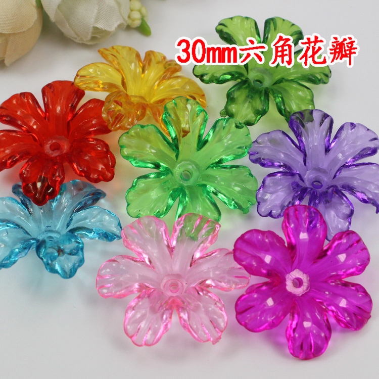 Transparent acrylic beads rich tree loose beads diy handmade beading material 30mm hexagonal petals torus by catty