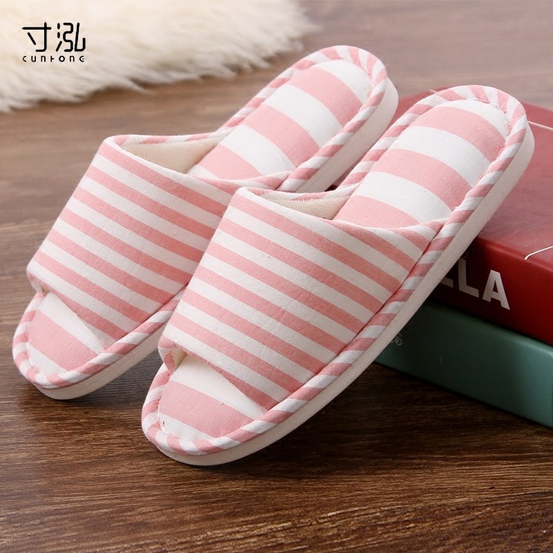 Cunhong Household Slippers Female Spring and Autumn Indoor Home Four Seasons Deodorant Mute Wooden Floor Linen Slippers Male Summer