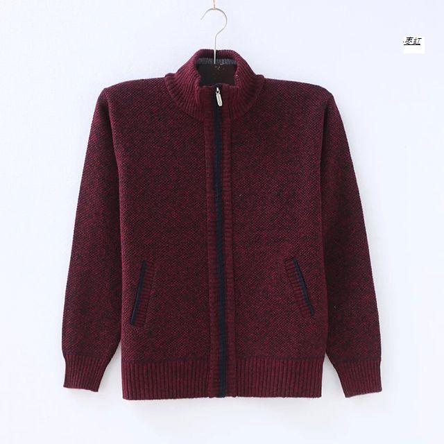 Áo len đan len cashmere cho nam trung niên trở lên cộng với áo len nhung mùa thu và mùa đông dày áo khoác cardigan nam