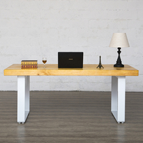 Nordic Minimalist Iron Art Solid Wood Large Plate Desk Office Desk Work Desk Bench Negotiation Table Writing Table Iron Art Dining Table Sub