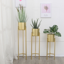 Nordic Iron Art Flower Shelf Golden Light Extravagant Ground Living-room Indoor Home Floor Type Green Lori Metal Flower Pot carrier