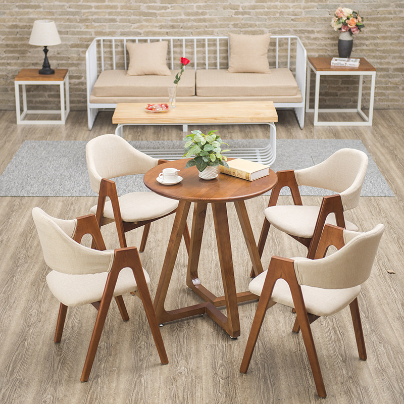 Small round table Japanese style solid wood simple mini small dining table balcony creative leisure table and chairs coffee table tea table negotiation table