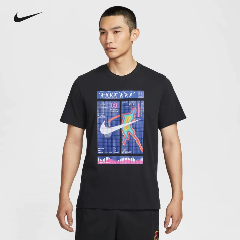 Nike, теннисная летняя футболка-униформа быстросохнущая, 26 лет, с коротким рукавом