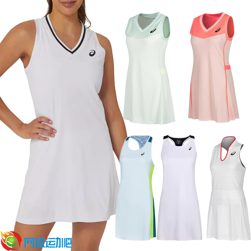 Asics Tennis Skirt Us Open Breathable Dress with Built-In Shorts Quick-Drying Sports Knit Sleeveless Sports Skirt