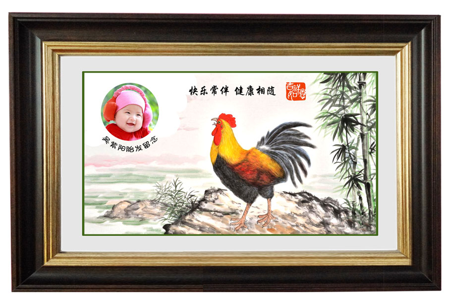 Fetal hair painting embroidered chicken diy do baby fetal hair souvenir fetal hair pen hand footprint portrait sketch