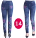 Không có nhung / cộng với nhung in giả quần legging denim Quần tây nữ co giãn cao mặc trung niên và cao tuổi cộng với quần size - Quần tây thường