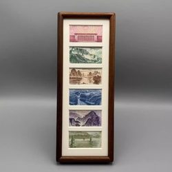 Six-Frame Black Walnut Photo Frame for Attracting Wealth and Prosperity, Decorative Painting for Table Display, Chinese Currency Decoration, Minimalist Accessible Luxury Vertical Display