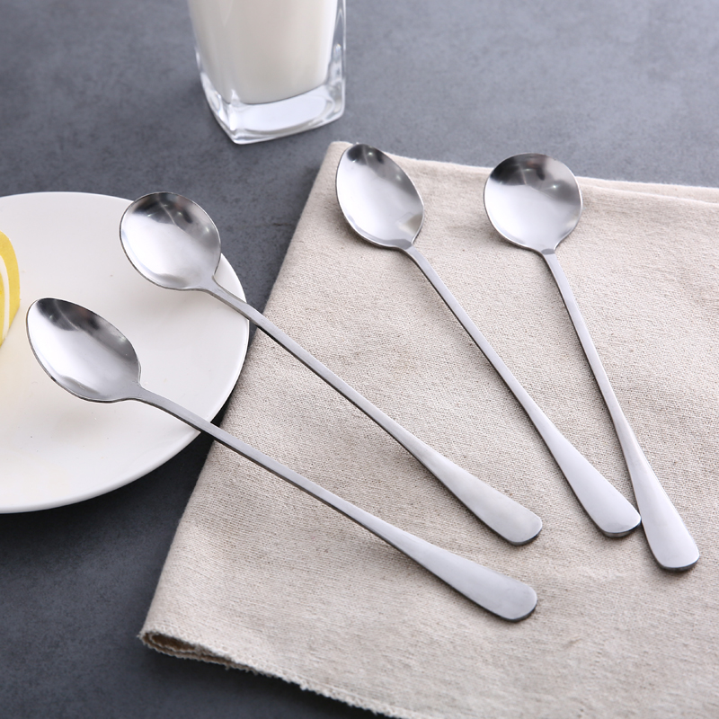 Stainless Steel Small Spoon Han Style Personality Coffee Spoon Mark Cup Stirring Stick Home Soup Spoon Long Handle Iron Spoon Honey Spoon