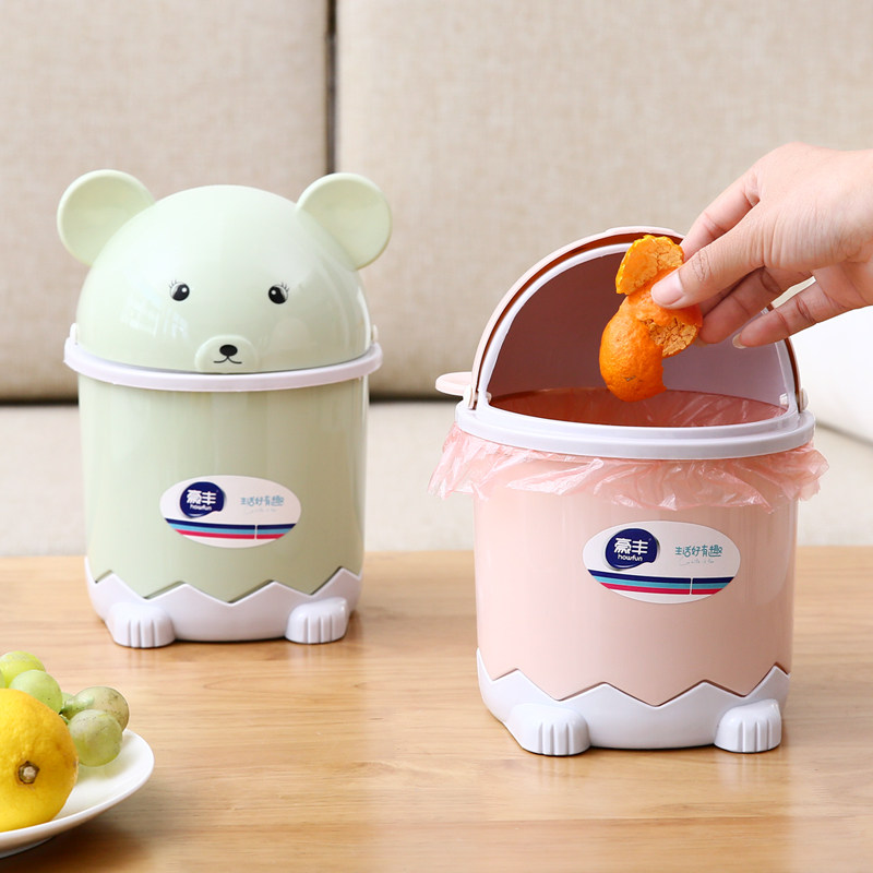 Desktop Trash Can Mini Cute Debris Bucket Covered Creative Tea Table Desk Sloth Female Trumpet Household Garbage Cans