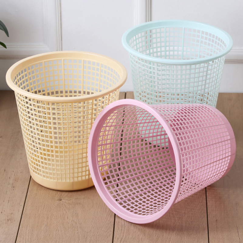 Plastic hollow trash can home living room bedroom dressing room trash can office uncovered small wastebasket
