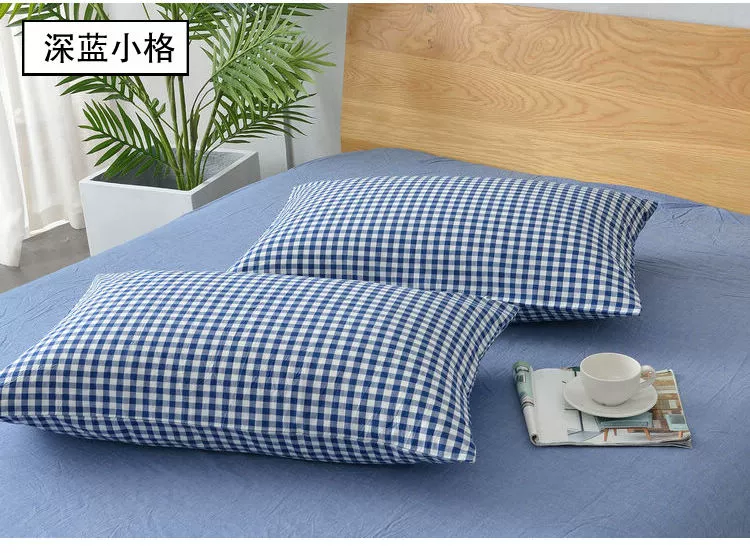 Giặt vỏ gối bằng vải cotton tốt Vỏ gối 48x74cm lưới màu cotton đơn giản - Gối trường hợp gối cao su